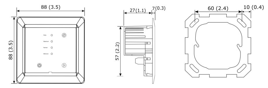 Images Dimensions - MZ3-V2-Touch Control panel - systemair