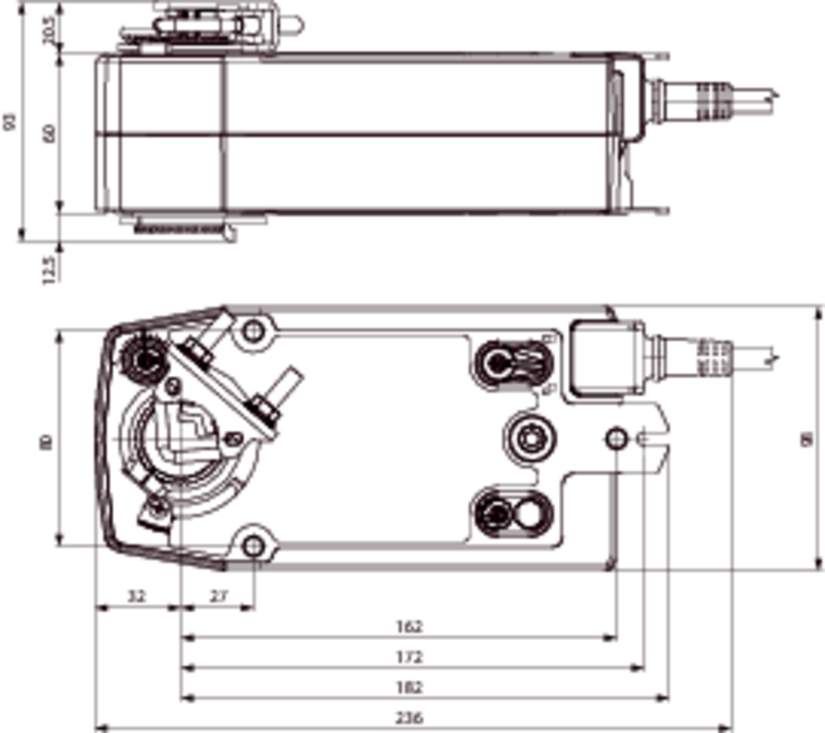 Images Dimensions - SF24A Damper actuator - systemair