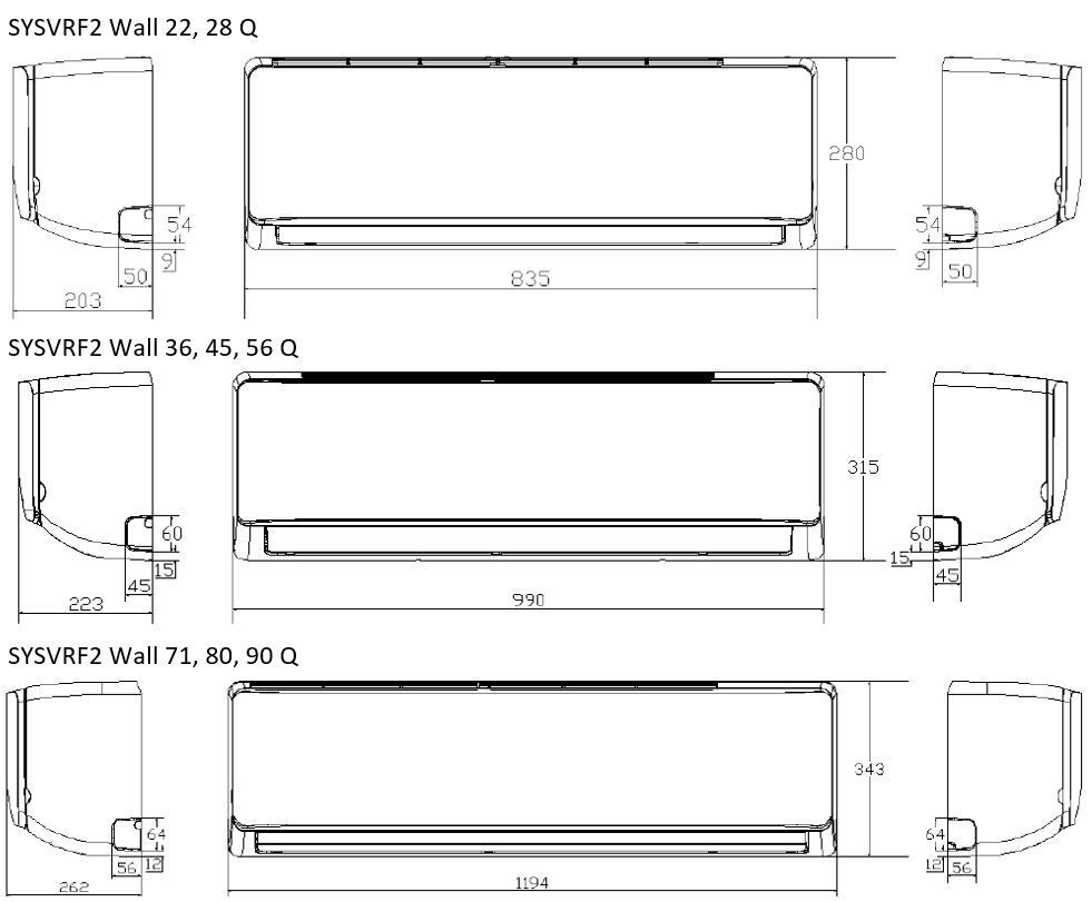 Images Dimensions - SYSVRF2 WALL 36 Q - systemair