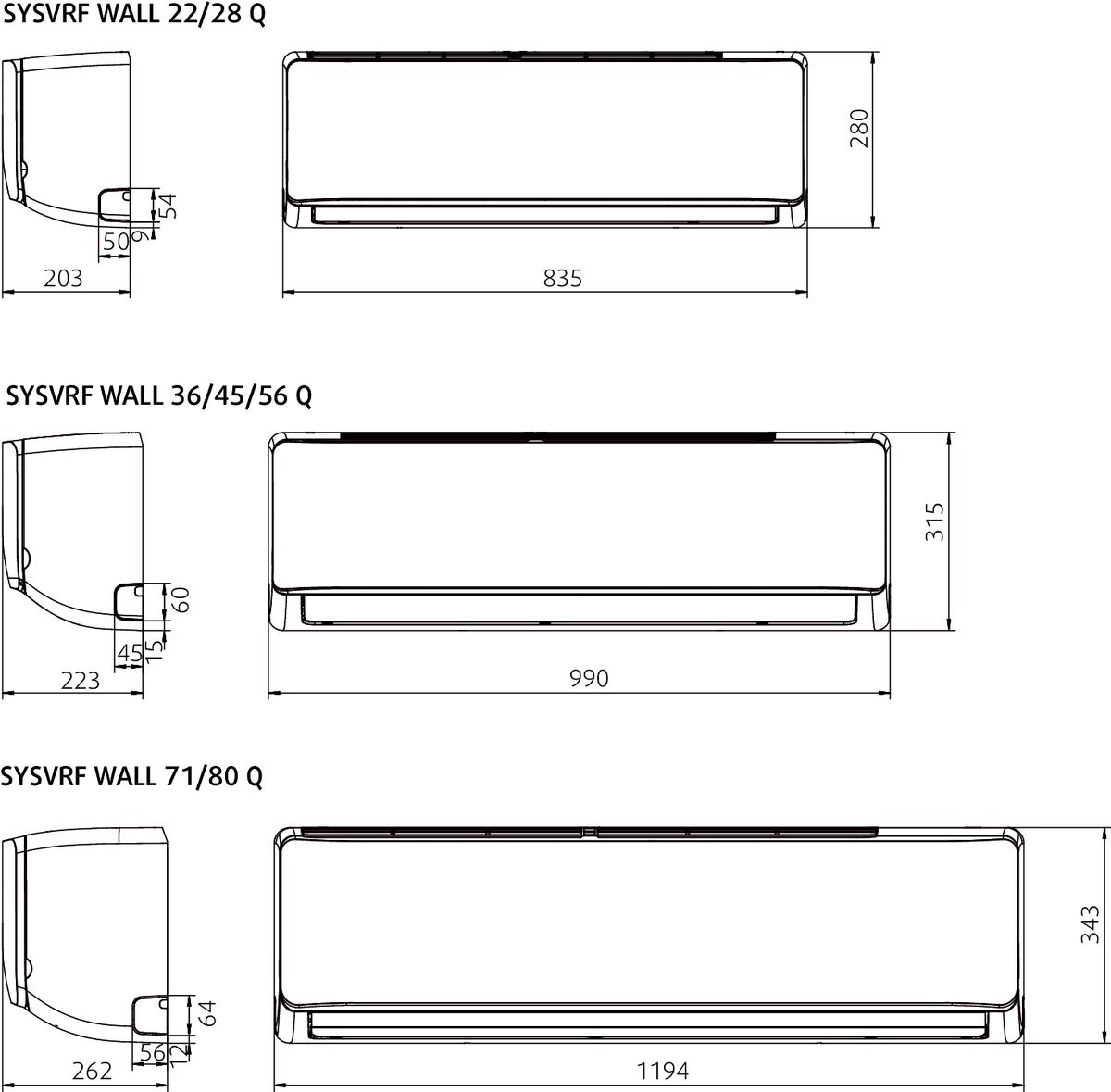 Images Dimensions - SYSVRF WALL 36 Q - systemair