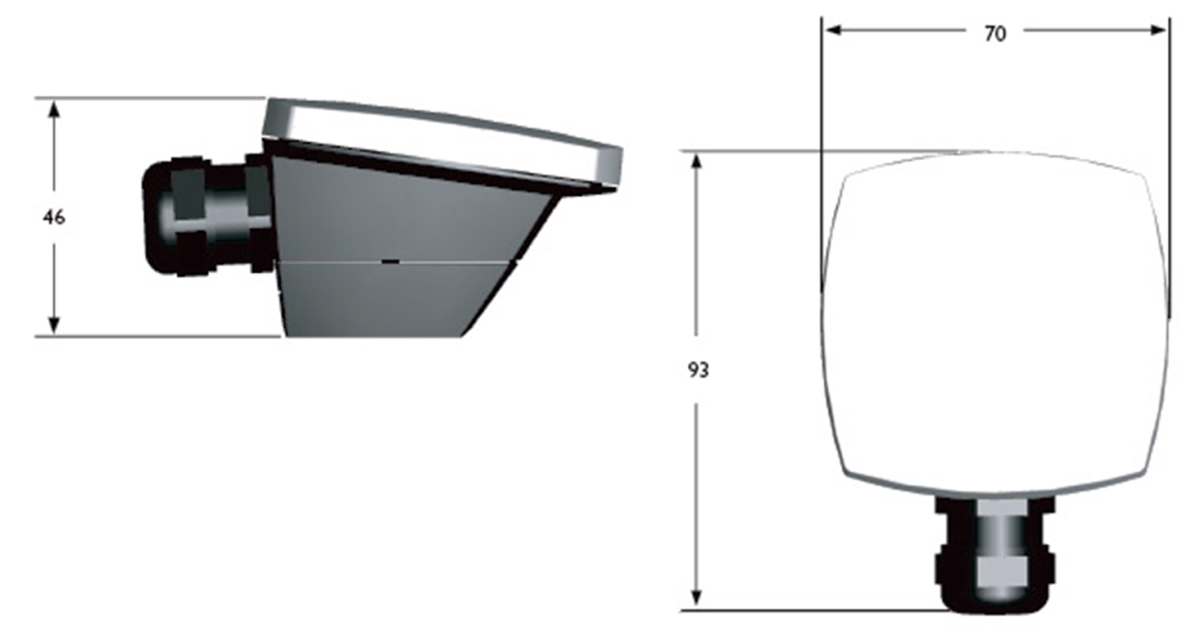 Images Dimensions - TG-UH/PT1000 Сензор за стена - systemair